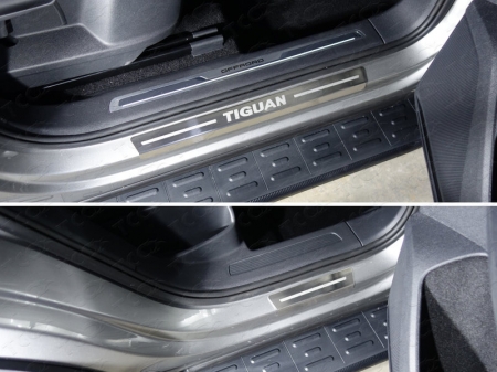 Volkswagen Tiguan 2017- Накладки на пороги внешние (лист шлифованный надписьTiguan) 4шт	